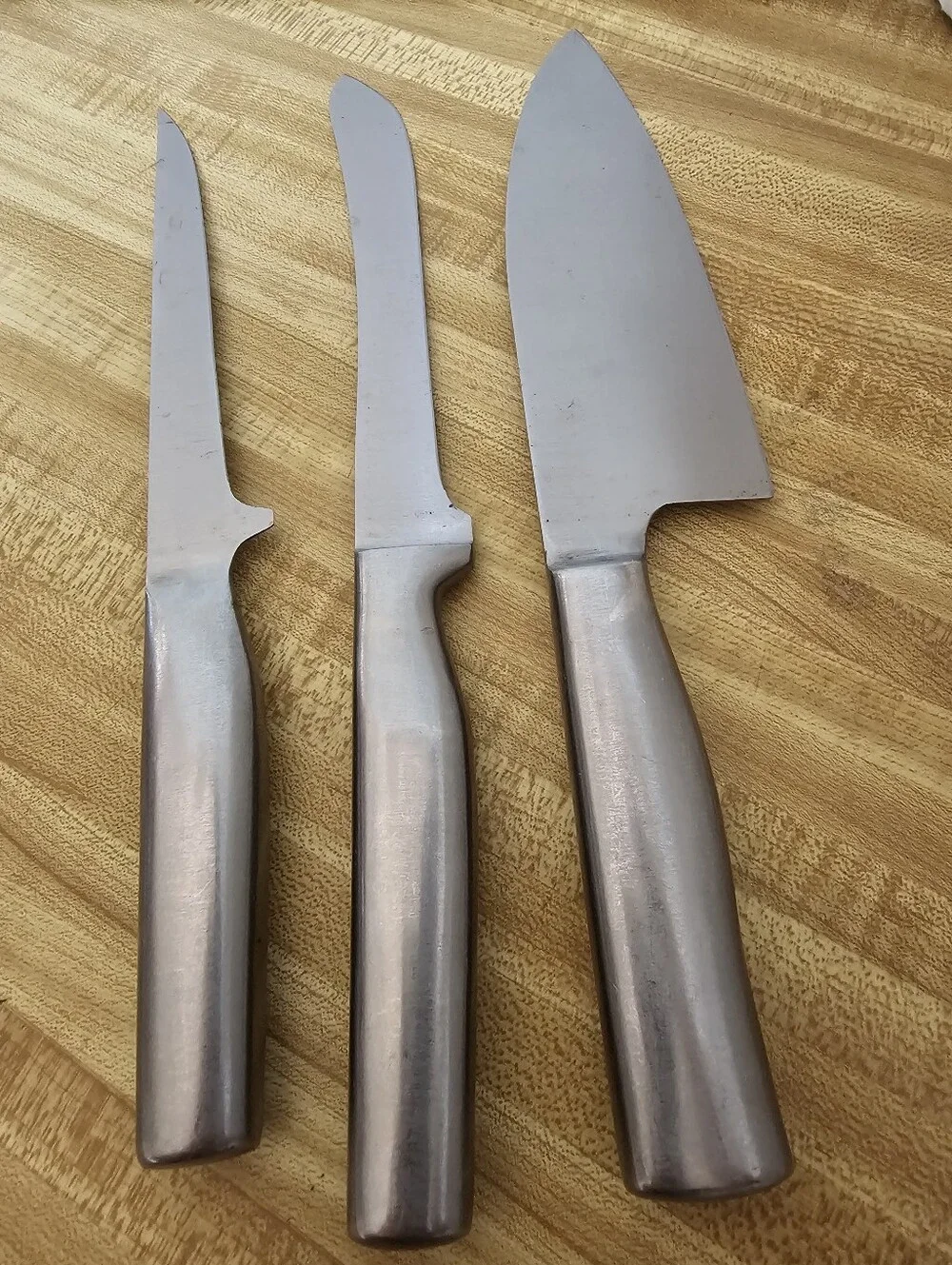Berghaus Stainless Steel Kitchen Knife Set 3 Piece Santoku Chef Cutlery Lot Used